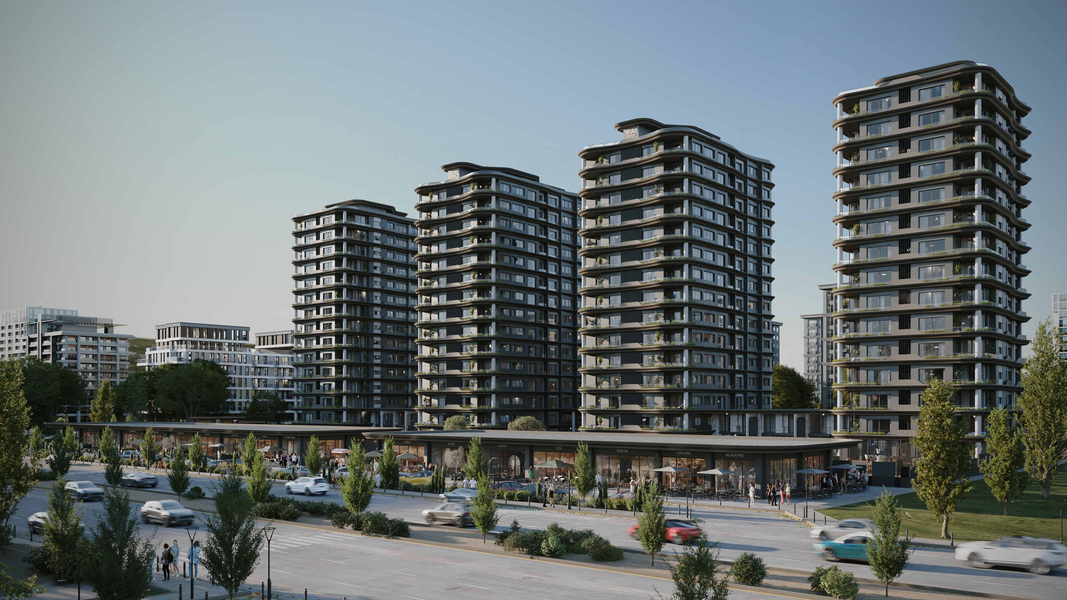 UBB Mersin Tekince Konut Kompleksi - Gündüz & Gece Aydınlatmalı Dış Cephe Görselleştirme